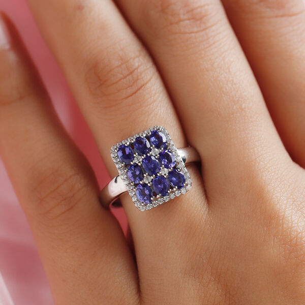 AAA Tansanit und Zirkon Cluster Ring - 2,33 ct. image number 3