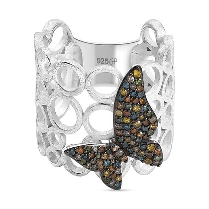 GP Trionfo Kolleketion- Kanchanaburi Blauer Saphir, Blauer Diamant Ring 925 Silber rhodiniert (Gr&ouml;&szlig;e 17.00) ca. 0.54 ct