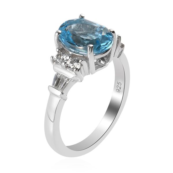 Blautopas Ring 925 Silber Platin-&Uuml;berzug image number 4