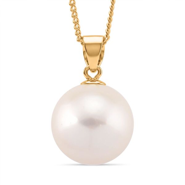 D'Joy wei&szlig;er Edison Perle Anh&auml;nger mit 45cm Kette, 925 Silber vergoldet