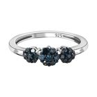 Blauer Diamant Ring, 925 Silber platiniert (Größe 16.00) ca. 0.25 ct