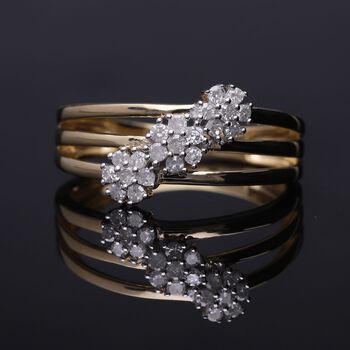Wei&szlig;er Diamant P Ring 925 Silber Gelbgold Vermeil (Gr&ouml;&szlig;e 18.00) ca. 0,33 ct