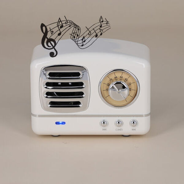 Retro Bluetooth Lautsprecher, Gr&ouml;&szlig;e 9,8x5,8x7,2 cm, Wei&szlig; image number 3