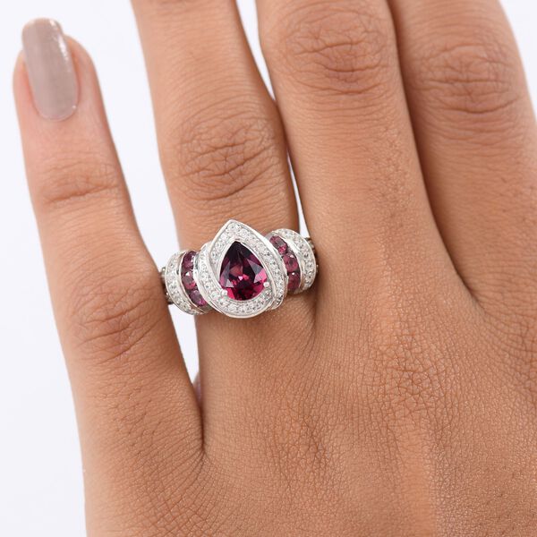 D'Joy AA Rhodolith Granat Ring 925 Silber rhodiniert (Größe 17.00) ca. 3,18 ct image number 2