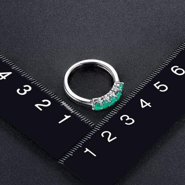 AAA Kagem Sambia Smaragd und Zirkon 5 Stein Ring 925 Silber rhodiniert ca. 0,83 ct image number 2