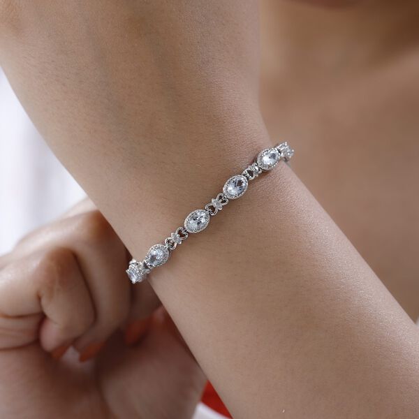 Espirito Santo Aquamarin und Zirkon Armband, ca. 20 cm, ca. 5,75 ct image number 3