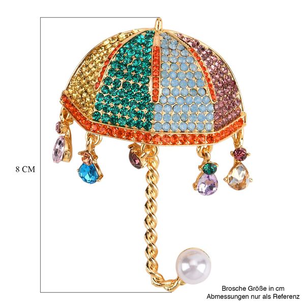Kunststoff Perle, Mehrfarbiger Kristall Brosche  Gelb image number 5