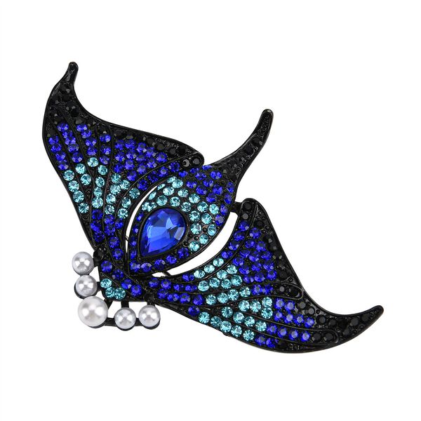 Kunststoff Perle, Mehrfarbiger Kristall Stachelrochen Brosche  Schwarz image number 4
