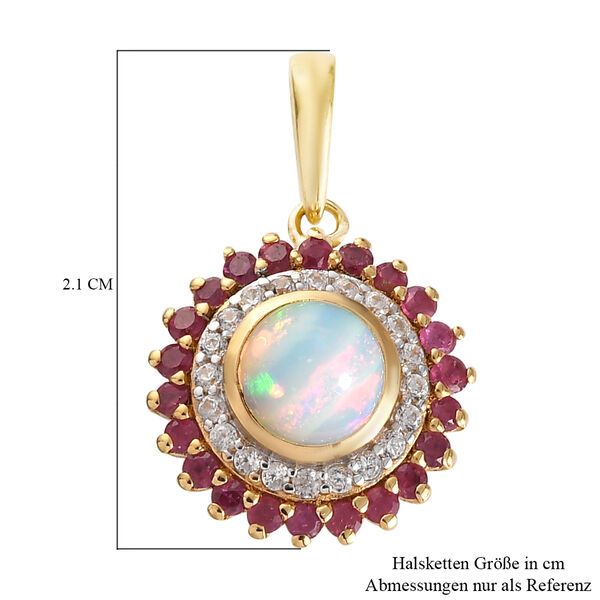 Nat&uuml;rlicher, &auml;thiopischer Opal, afrikanischer Rubin und Zirkon-Halo-Anh&auml;nger in Silber image number 6