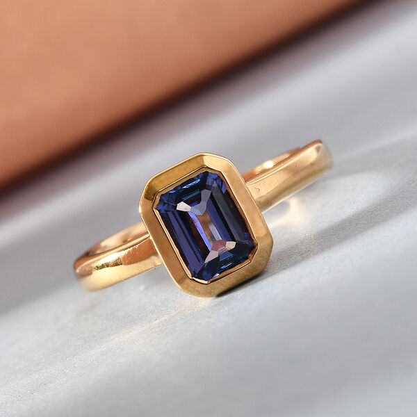 Tansanit Solitär Ring 925 Silber vergoldet  ca. 1,07 ct image number 2