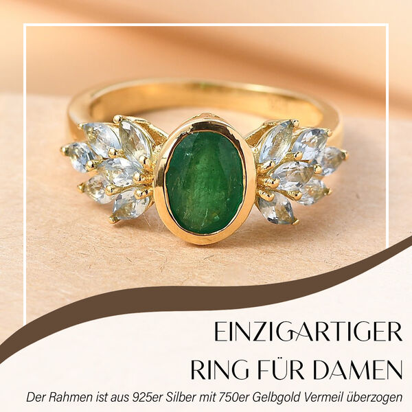 AA Kagem sambischer Smaragd und Aquamarin-Ring - 2 ct. image number 2