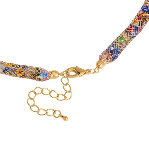 Mehrfarbiger Kristall Halskette ca. 48 cm Messing image number 3