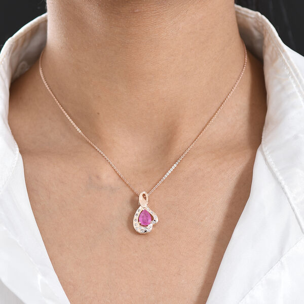 D'Joy Ilakaka rosa Saphir und Zirkon Anh&auml;nger mit 50cm Kette - 1,85 ct. image number 2