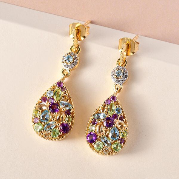 GP Italian Garden Kollektion - Mehrfarbige Edelstein-Ohrhänger in Silber image number 2