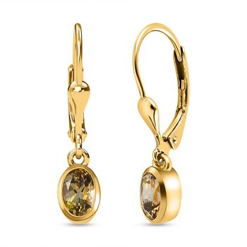 AA Nat&uuml;rliche goldene Tansanit-Ohrringe, 925 Silber Gelbgold Vermeil ca. 0,88 ct