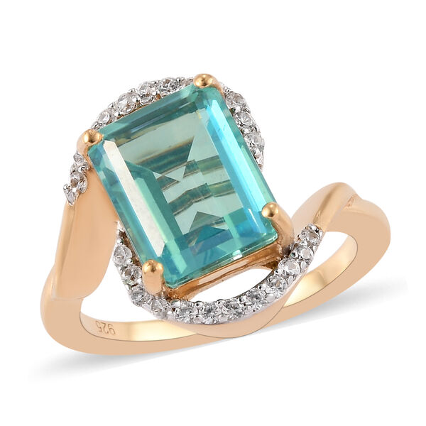 Pfau Triplett Quarz und Zirkon Ring 925 Silber vergoldet image number 4