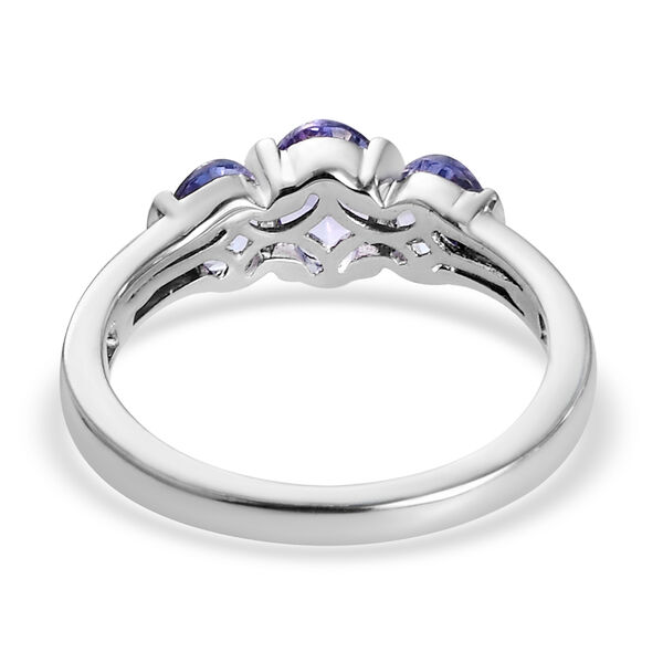 Tansanit 3-Stein-Ring, 925 Silber platiniert  ca. 1,30 ct image number 6
