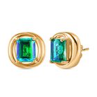 Pfau Quarz Triplette Ohrringe 925 Silber 750 Gelbgold Vermeil ca. 5.85 ct