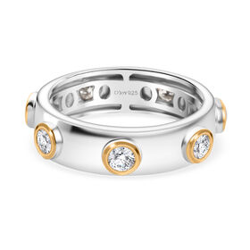 D’joy Moissanit Ring 925 Silber platiniert und vergoldet (Größe 17.00) ca. 0,70 ct