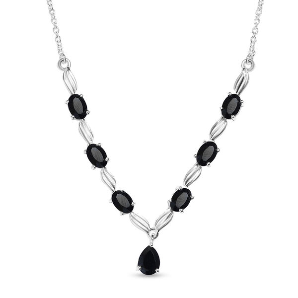 Schwarze Spinell Halskette, ca. 45 cm, 925 Silber ca. 4,98 ct image number 0