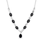 Schwarze Spinell Halskette, ca. 45 cm, 925 Silber ca. 4,98 ct