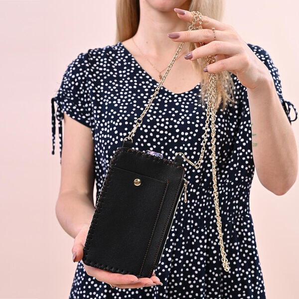 Boho Stil Crossbody Handytasche, Gr&ouml;&szlig;e 18x10,5 cm, Lila und Mehrfarbig image number 3