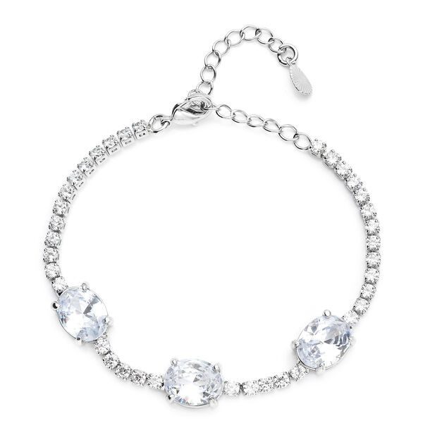 Glas und Zirkonia Armband 15 cm Messing image number 0