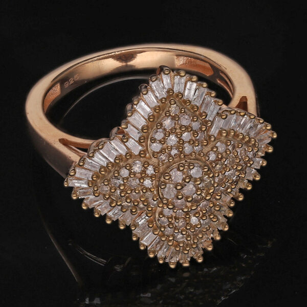 Natürlicher Champagner Diamant Cluster Ring - 1 ct. image number 2