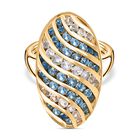 London Blau Topas, Himmelblauer Topas Ring 925 Silber 750 Gelbgold Vermeil (Größe 19.00) ca. 2.49 ct