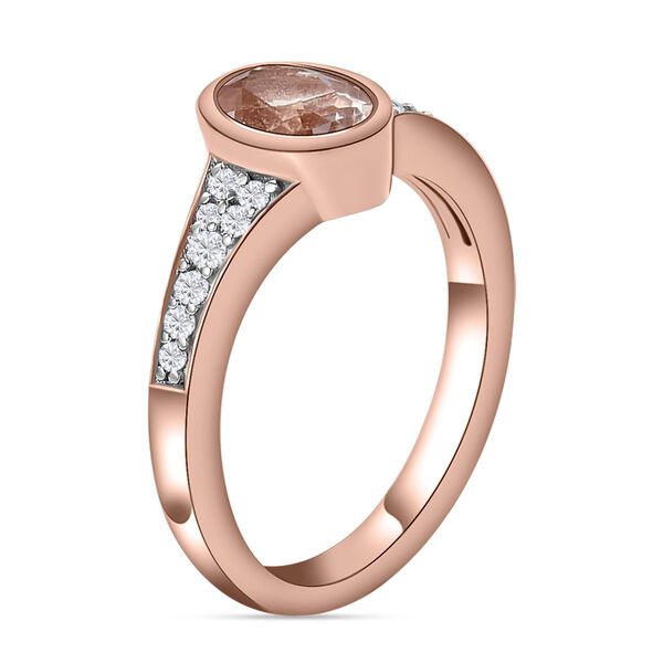 Morganit und wei&szlig;er Zirkon-Ring, 925 Silber Ros&eacute;gold Vermeil  ca. 0,99 ct image number 5