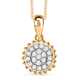 Diamant Anh&auml;nger mit 45cm Kette, 925 Silber mit Gelbgold Vermeil