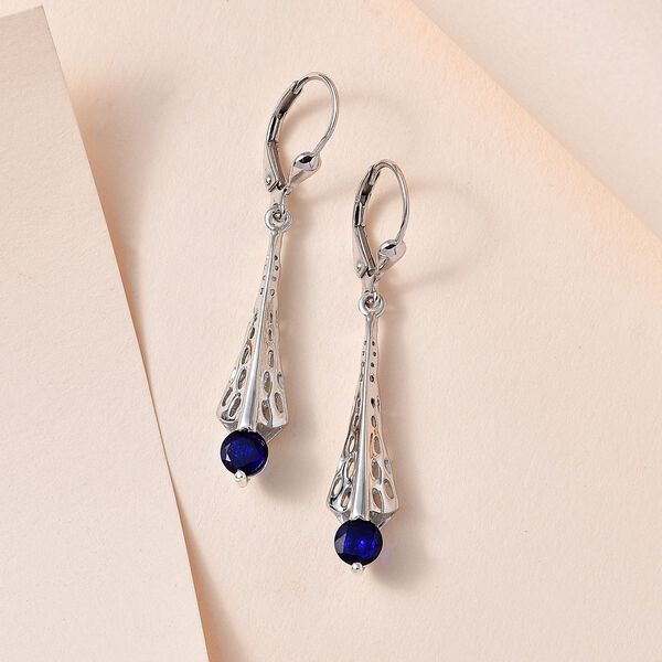 Masoala Saphir (Fissure gef&uuml;llt) Ohrringe, 925 Silber platiniert ca. 1.52 ct image number 2