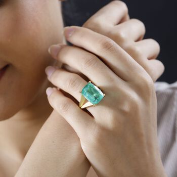 Smaragd Triplett Quarz Ring - 13,50 ct.