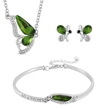 Neongr&uuml;ner Kristall Schmuckset  Legierung