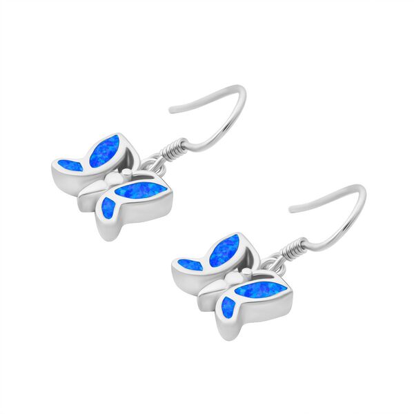 Simulierte blaue Opal-Schmetterlingsohrringe image number 3