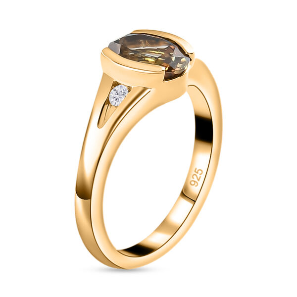 Natürlicher Jenipapo Andalusit und Zirkon Ring 925 Silber Gelbgold Vermeil  ca. 1,37 ct image number 5