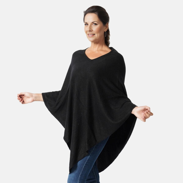 Damen Poncho, 100 % Pashmina Kaschmirwolle, Schwarz image number 3