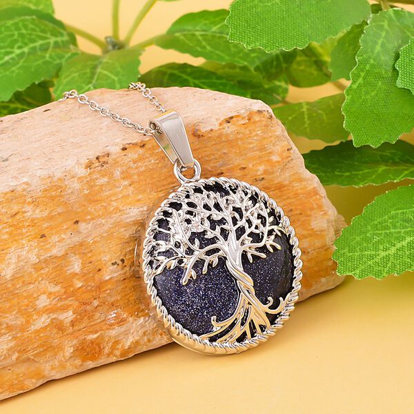 Blauer Sandstein Anh&auml;nger mit 50cm Kette - 2 ct. image number 2