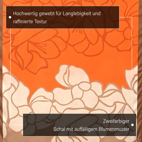 LA MAREY - 100% Maulbeeren-Seidenschal, Chiffon, 55x170 cm, Orange und braun image number 3