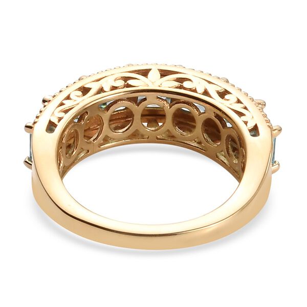 Kambodschanischer blauer Zirkon 7 Stein Ring 925 Silber 585 Vergoldet image number 5