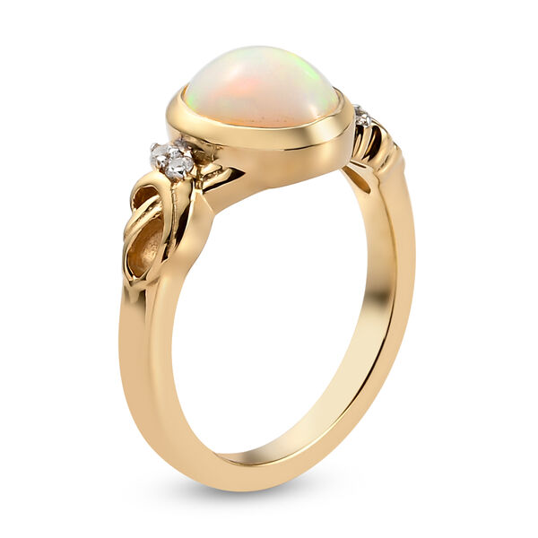 Natürlicher Äthiopischer Opal und Zirkon Ring 925 Silber vergoldet  ca. 1,30 ct image number 5