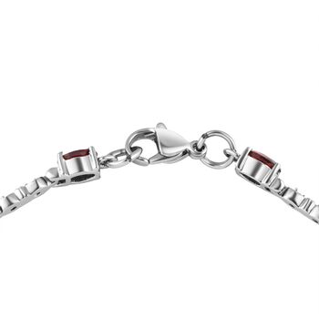 3er Set, rote Granat Ohrringe, Armband, Anh&auml;nger mit Kette, 316L Edelstahl , ca. 7.28 ct