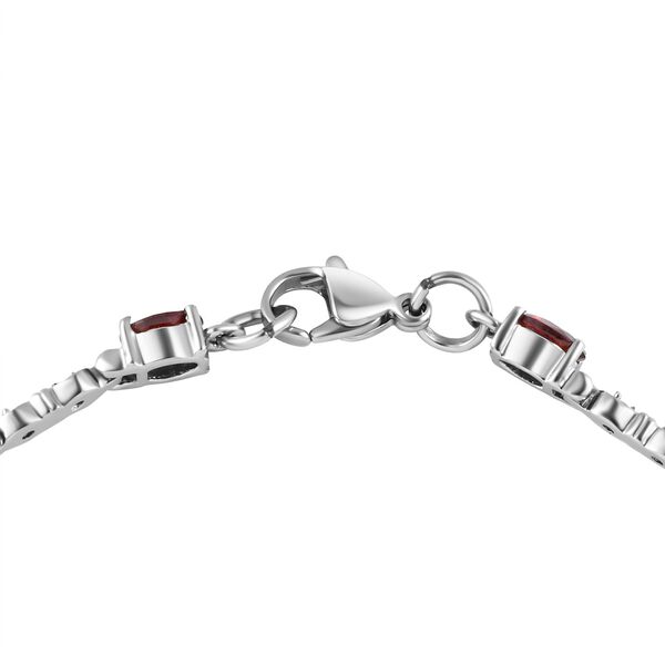 3er Set, rote Granat Ohrringe, Armband, Anh&auml;nger mit Kette, Edelstahl, ca. 7.28 ct image number 4