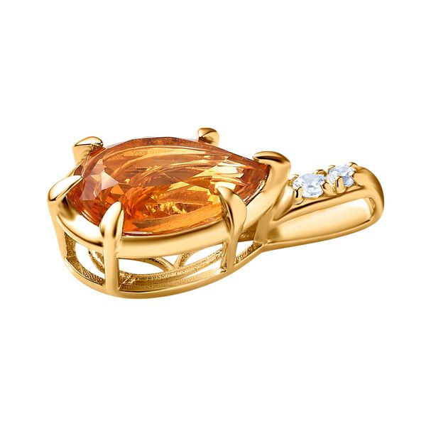 AA Serra Gaucha Citrin, Wei&szlig;er Zirkon Anh&auml;nger 925 Silber Gelbgold Vermeil ca. 4.49 ct image number 4