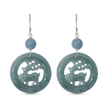 EXTREM SELTEN - Nat&uuml;rlicher Olmek Jadeit Ohrringe 925 Silber rhodiniert ca. 40.00 ct