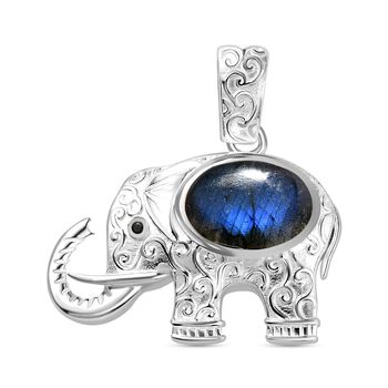 AAA Labradorit, Schwarzer Spinell Anh&auml;nger 925 Silber ca. 7.51 ct