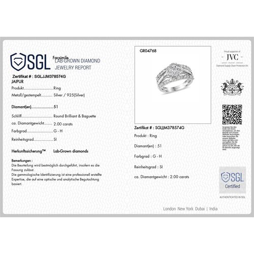 Lab Grown Diamant SI Ring 925 Silber rhodiniert (Größe 18.00) ca. 2,00 ct image number 7