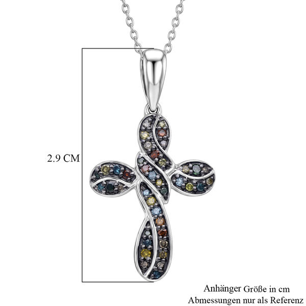 D'Joy mehrfarbiger Diamant Kreuz Anh&auml;nger mit 50cm Kette - 0,27 ct. image number 5