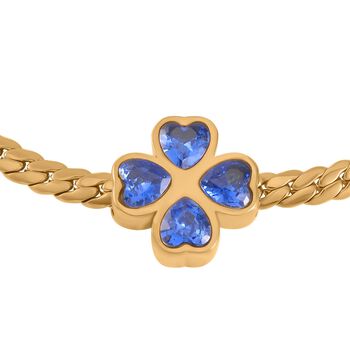 2er Set - Blauer Kristall Armband und Ohrringe, Reiner Edelstahl vergoldet