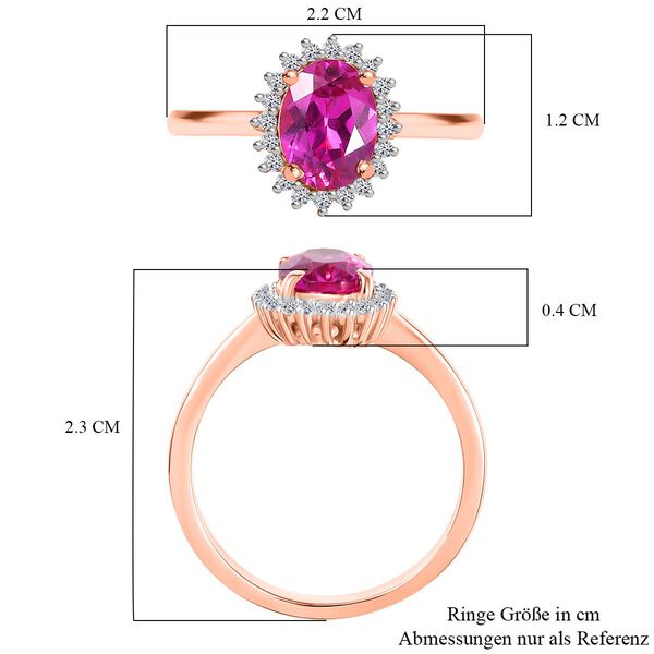 LUXURIANT AAA Labor Rosa Saphir und Zirkon Ring - 1,89 ct. image number 7